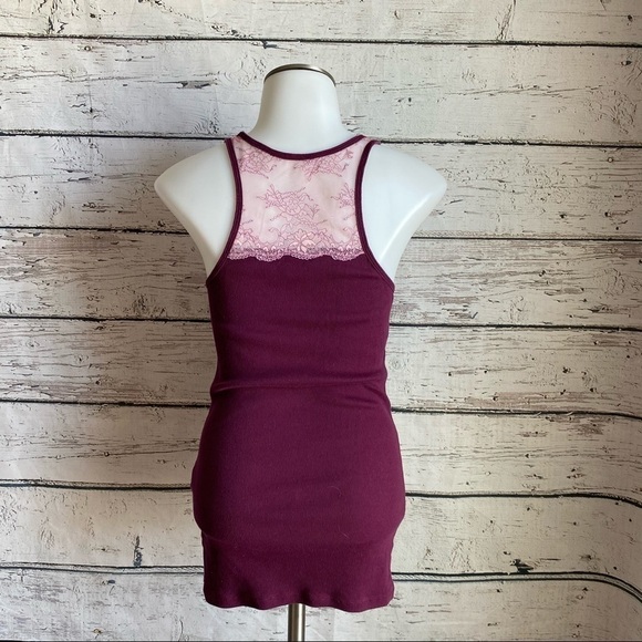 Purple American Eagle top with pink lace - Picture 4 of 5